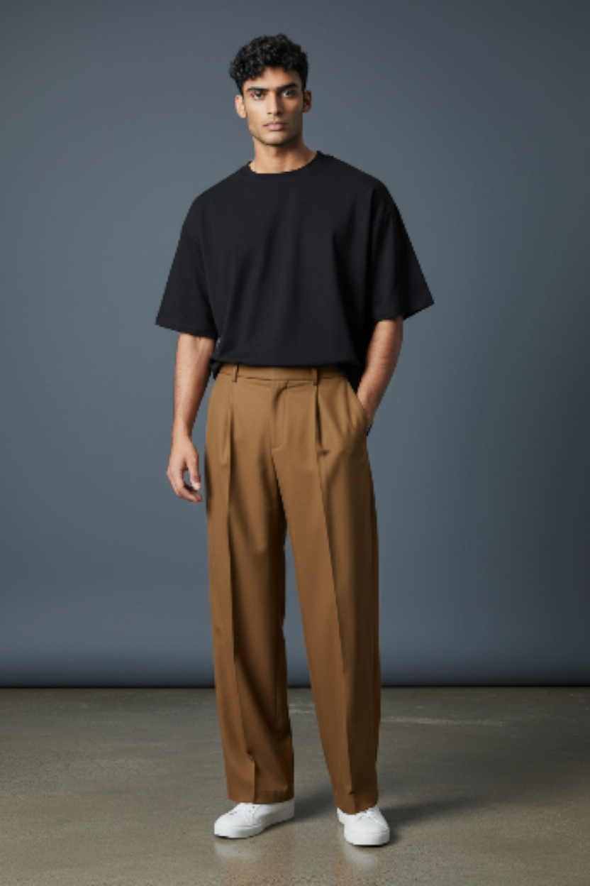 Belavroo Classic Tailored Wide-Leg Trousers