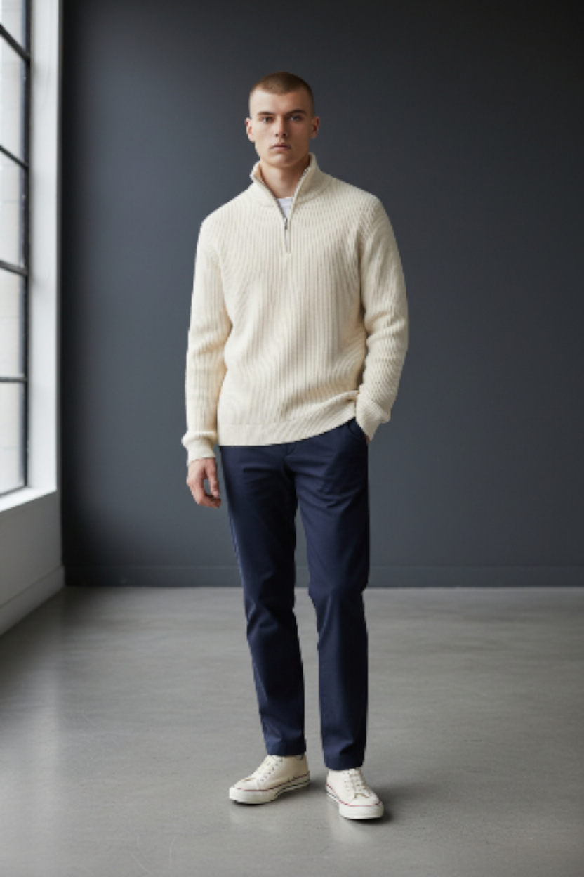 BELAVROO Heritage Ribbed Polo Knit