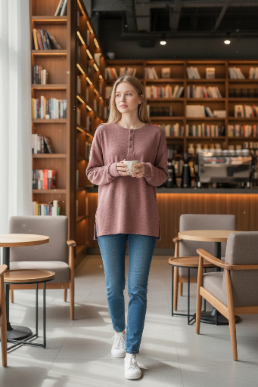 . BELAVROO Blush Knit Henley